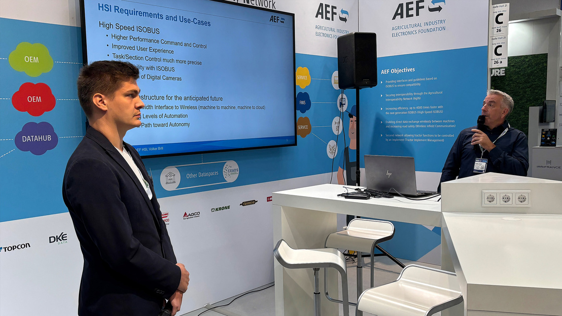 Dennis Schäfer, Motec and Volker Brill, Claas talked about the next generation of ISOBUS